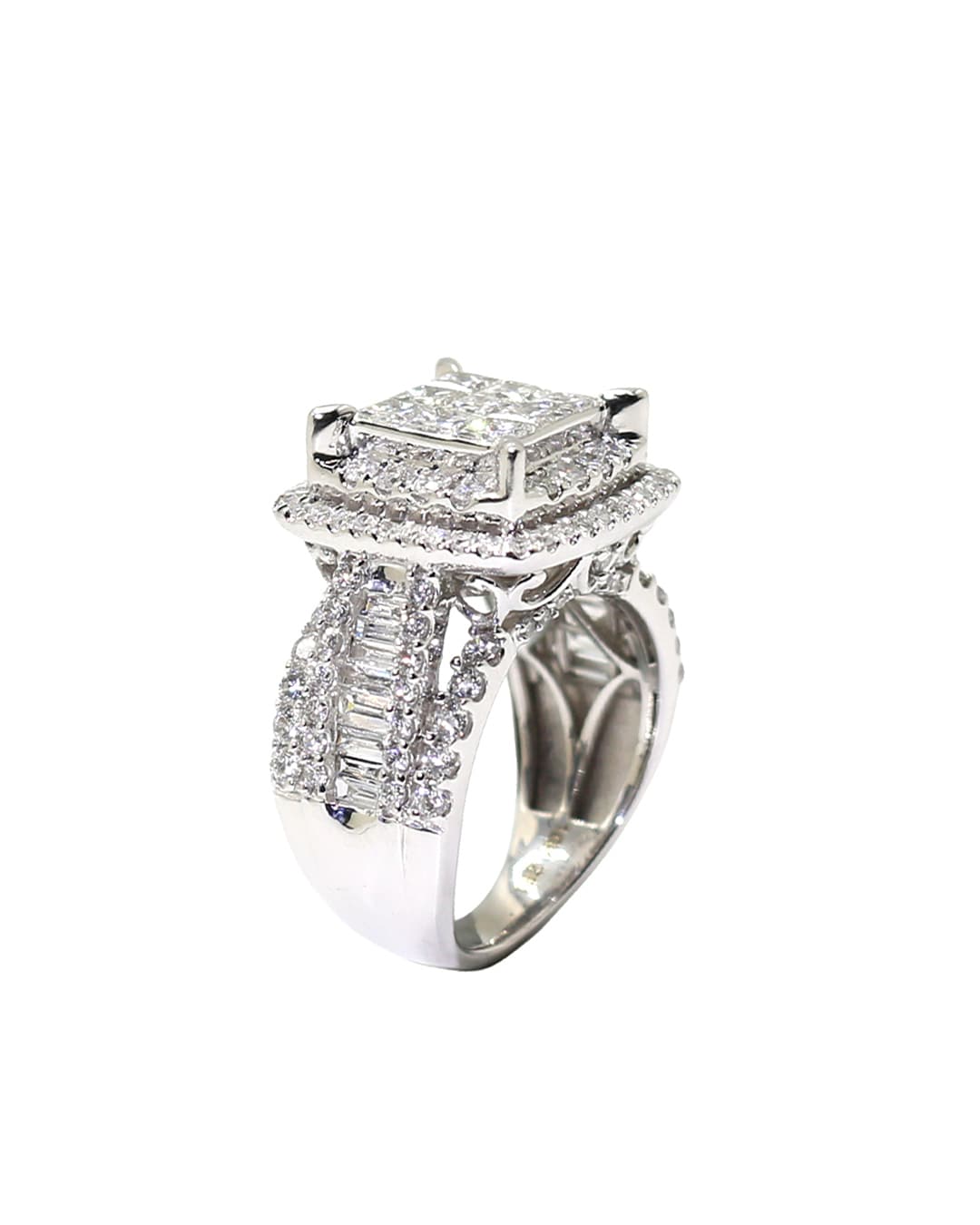 Capri Diamond Ring 3ctw invisible set diamond cluster white gold  ring 10K