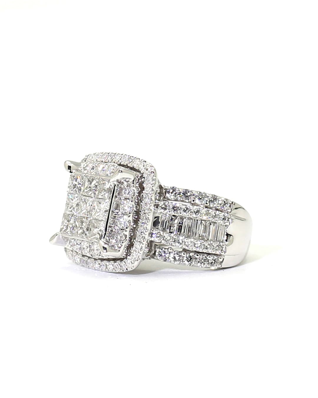 Capri Diamond Ring 3ctw invisible set diamond cluster white gold  ring 10K