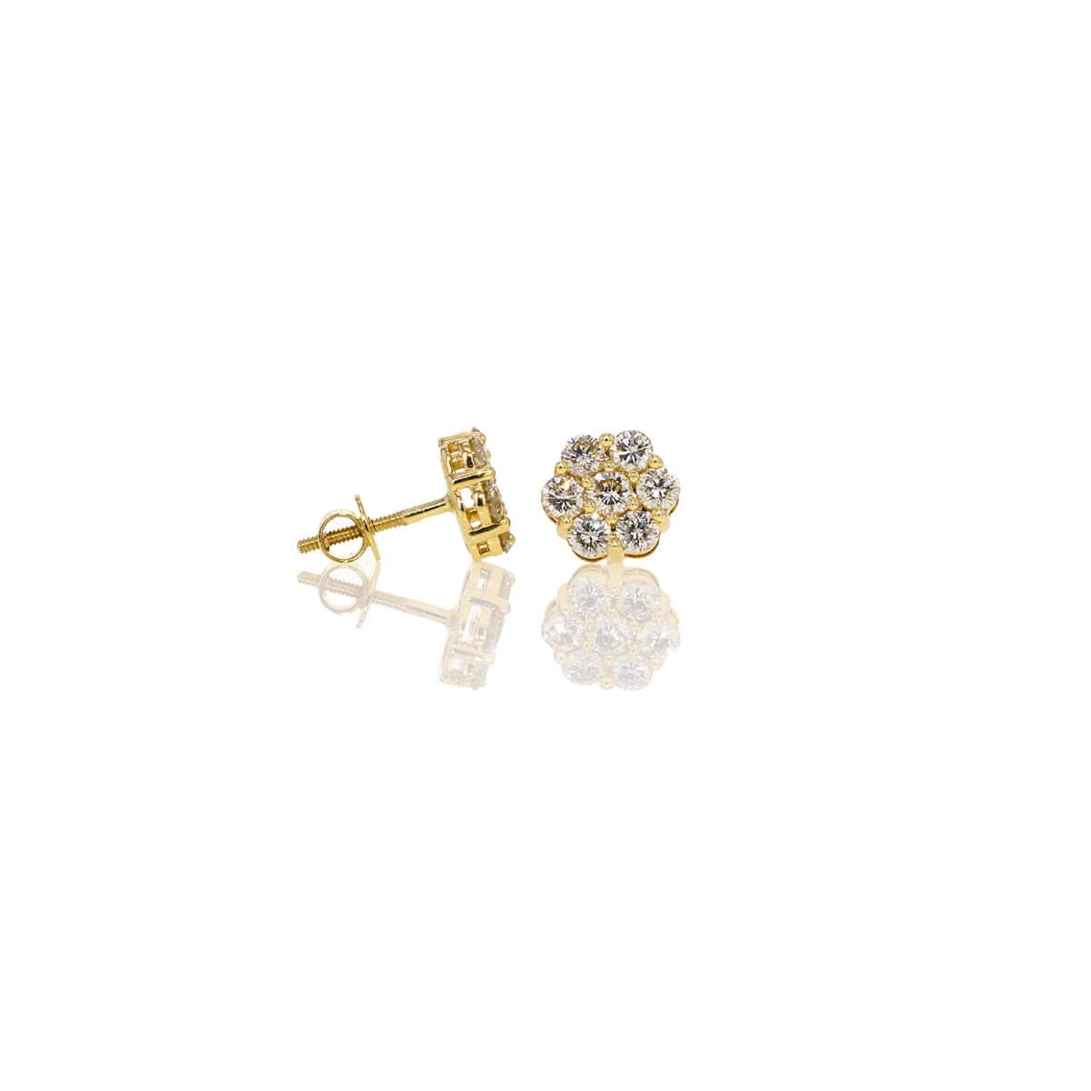 Capri Earrings 1.50 ctw Diamond Flower Cluster Stud Earrings 14K