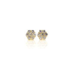 Capri Earrings 2 ctw Diamond Flower Cluster Stud Earrings 14K