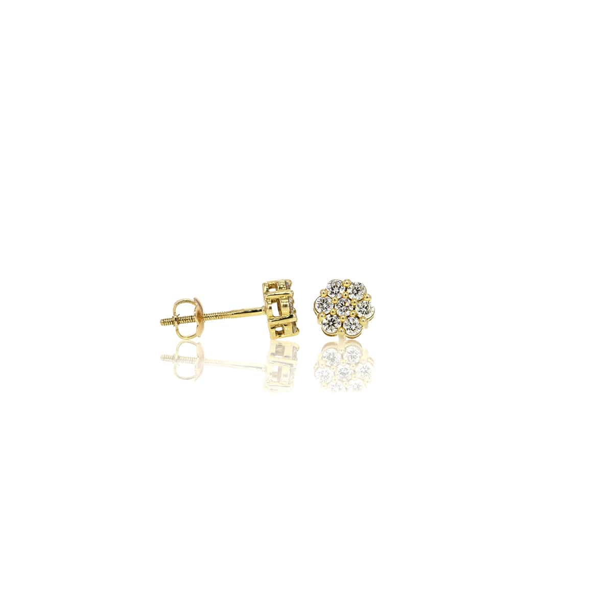 3/4ctw Diamond Flower Cluster Stud Earrings 10K