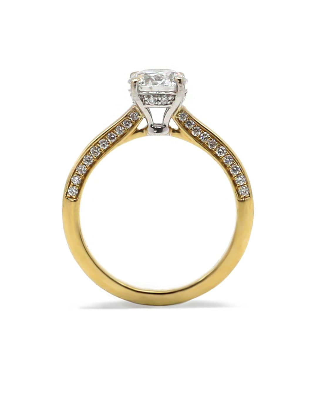 Capri Engagement Ring 1.34ctw round lab and natural diamond ring 18ky