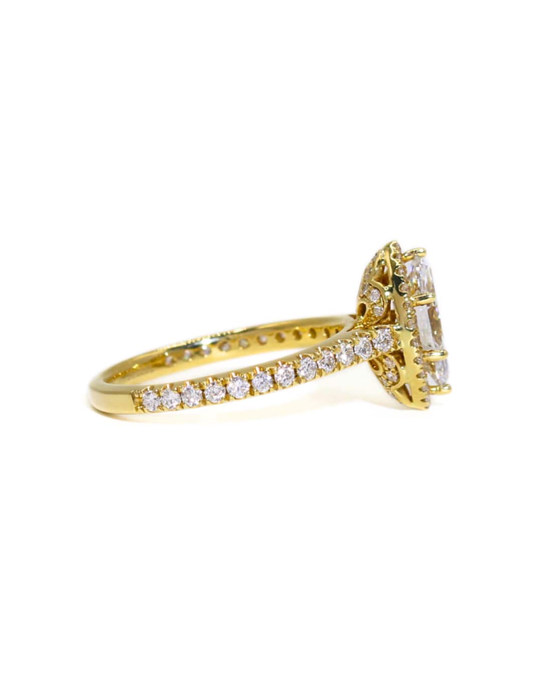 Capri Engagement Ring 1.54ctw lab and diamond marquise halo ring in 18ky