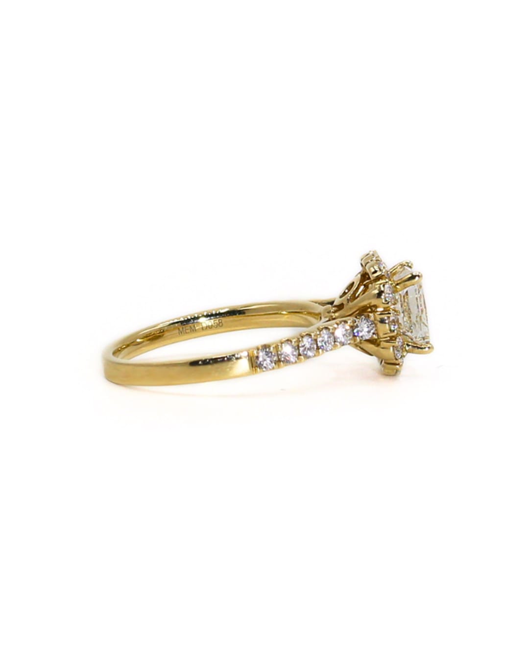 Capri Engagement Ring 1.79ctw natural diamond princess cut halo ring in 14ky
