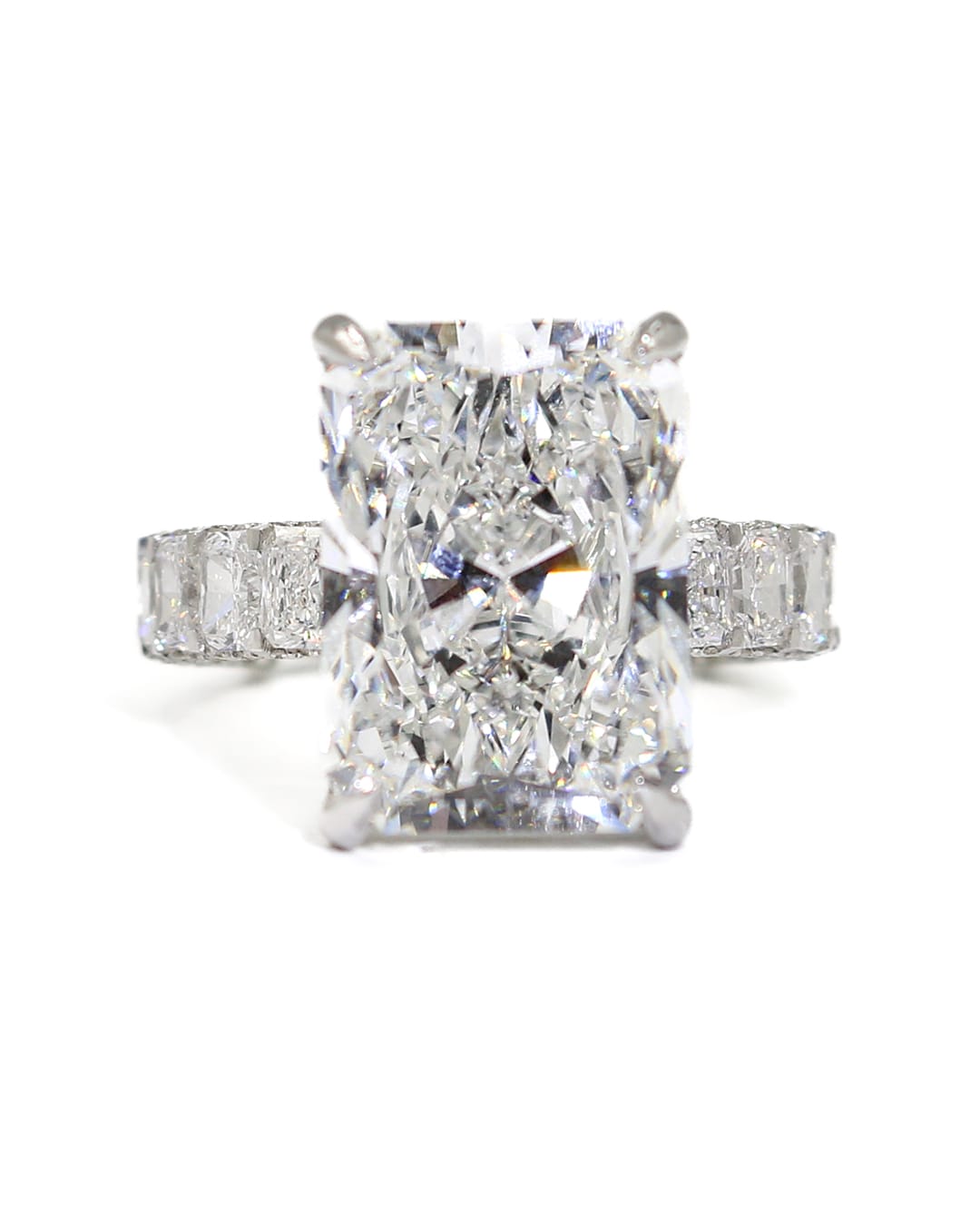 Capri Engagement Ring 13.09ctw lab diamond radiant white gold ring 14K