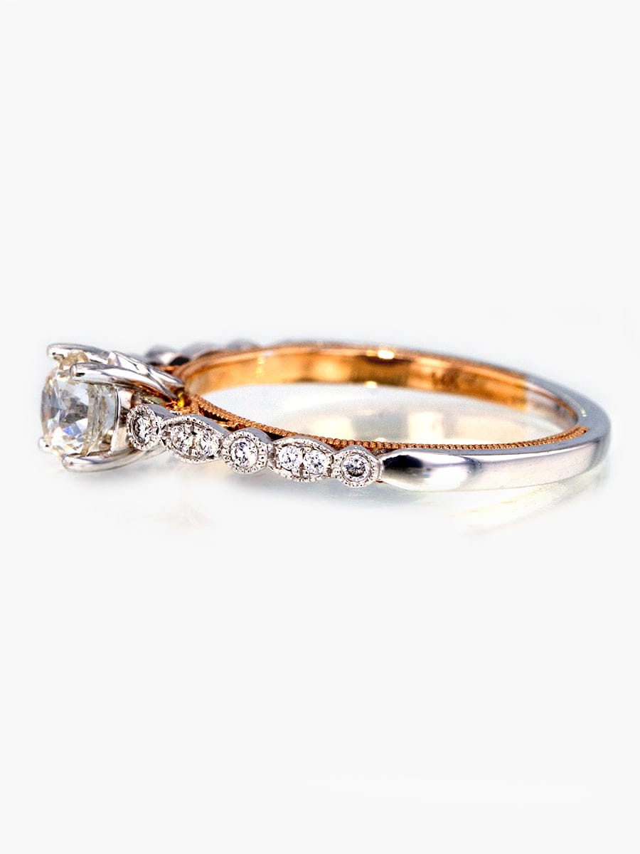 Capri Engagement Ring 14K Two-Tone Stylish Round Center Diamond Ring 3/4 ctw