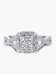 Capri Engagement Ring 14K White Gold Invisible Set Center Halo Diamond Ring 1.00 ctw