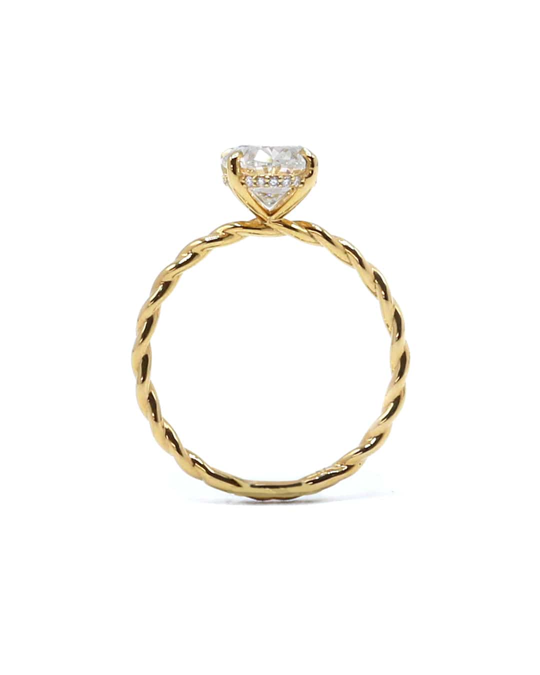 Capri Engagement Ring 2.06ctw Oval lab diamond braided hiddem halo ring 14ky