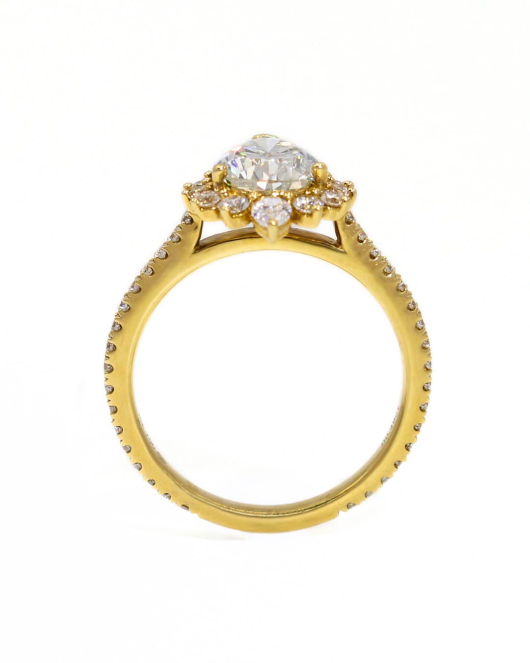 Capri Engagement Ring 2.29ctw lab and natural diamonds Pear ring 18ky