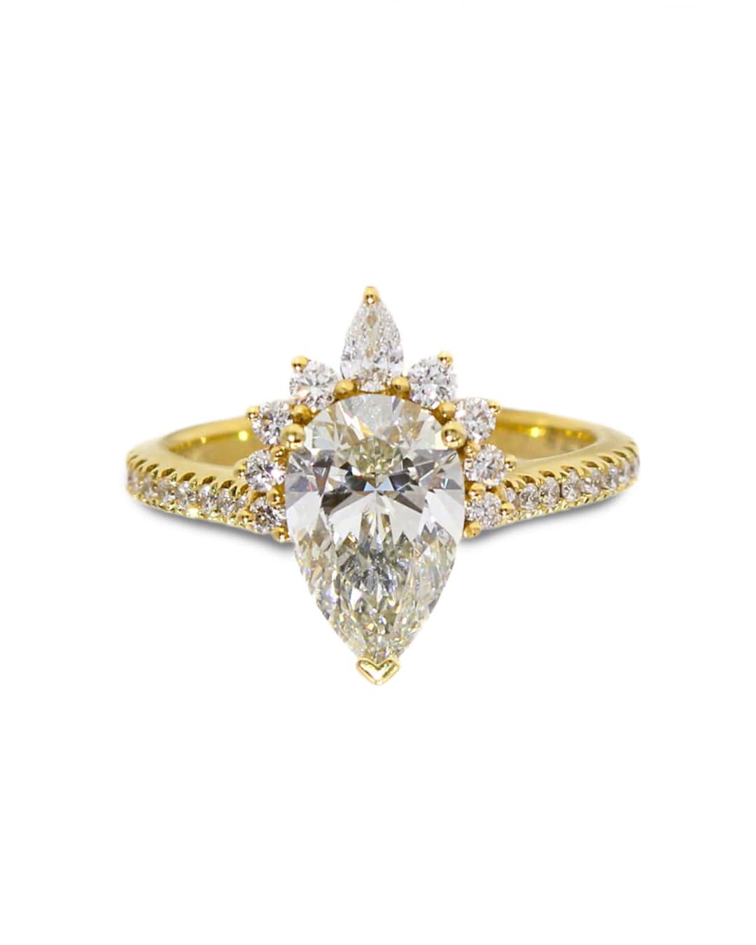 Capri Engagement Ring 2.29ctw lab and natural diamonds Pear ring 18ky