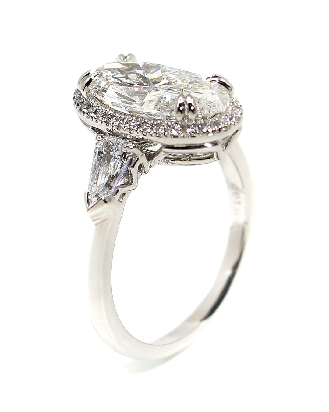 Capri Engagement Ring 2.75ctw lab elongated oval halo white gold ring 14K