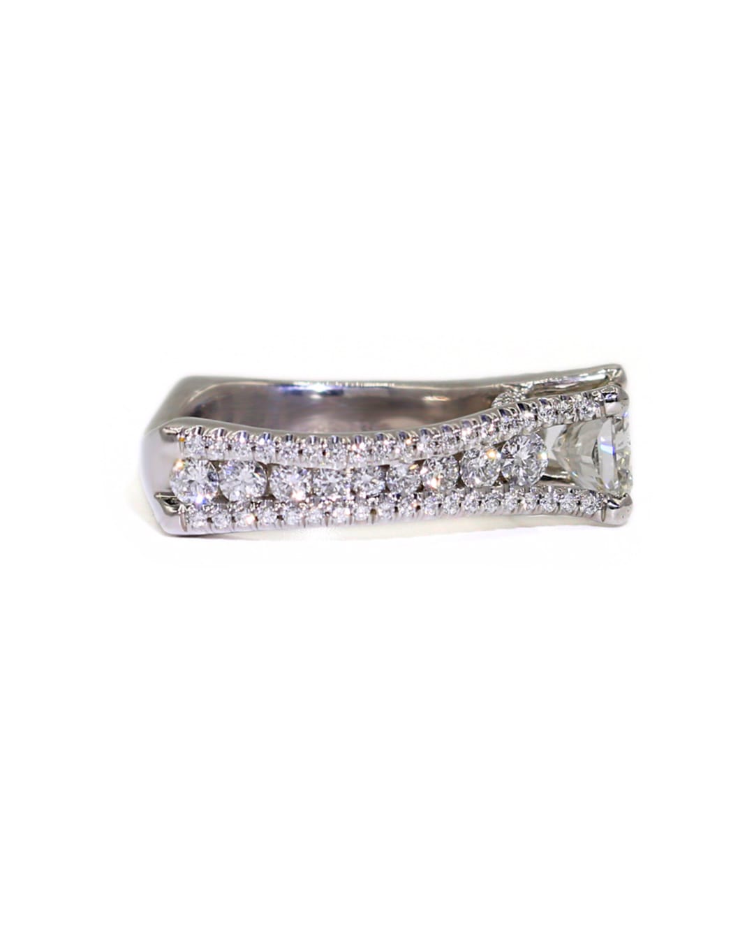Capri Engagement Ring 3.28ctw Radiant and round euro shank ring platinum