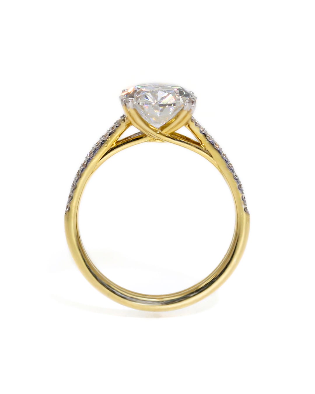 Capri Engagement Ring 3.55ctw oval two row split shank ring in 14ky