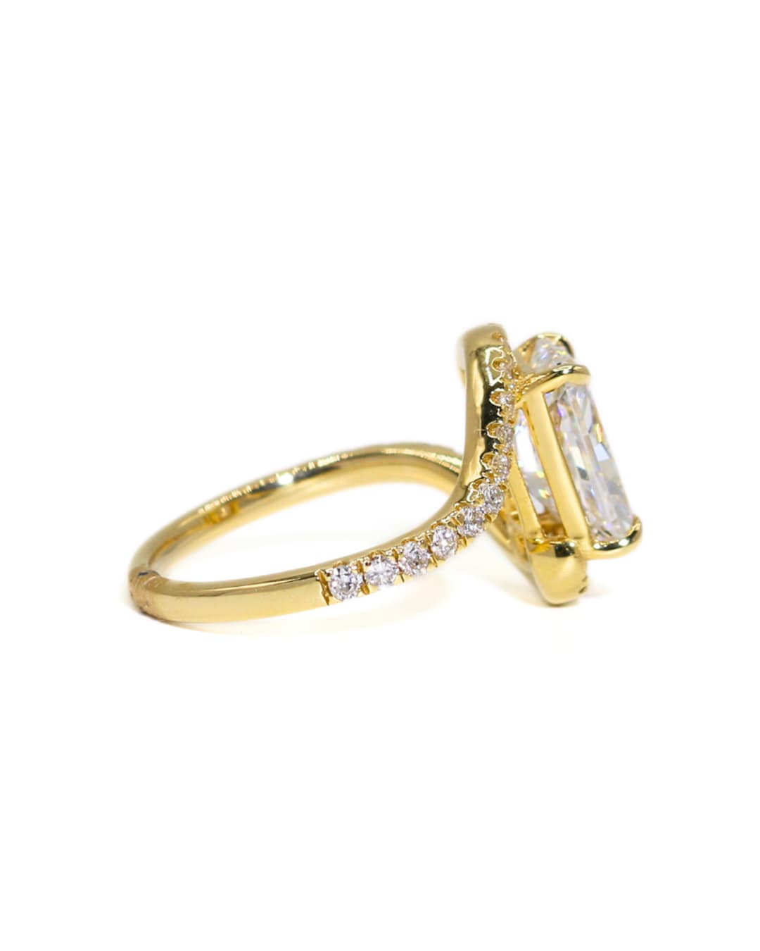 Capri Engagement Ring 3.86ctw lab Radiant ying yand style ring in 14ky