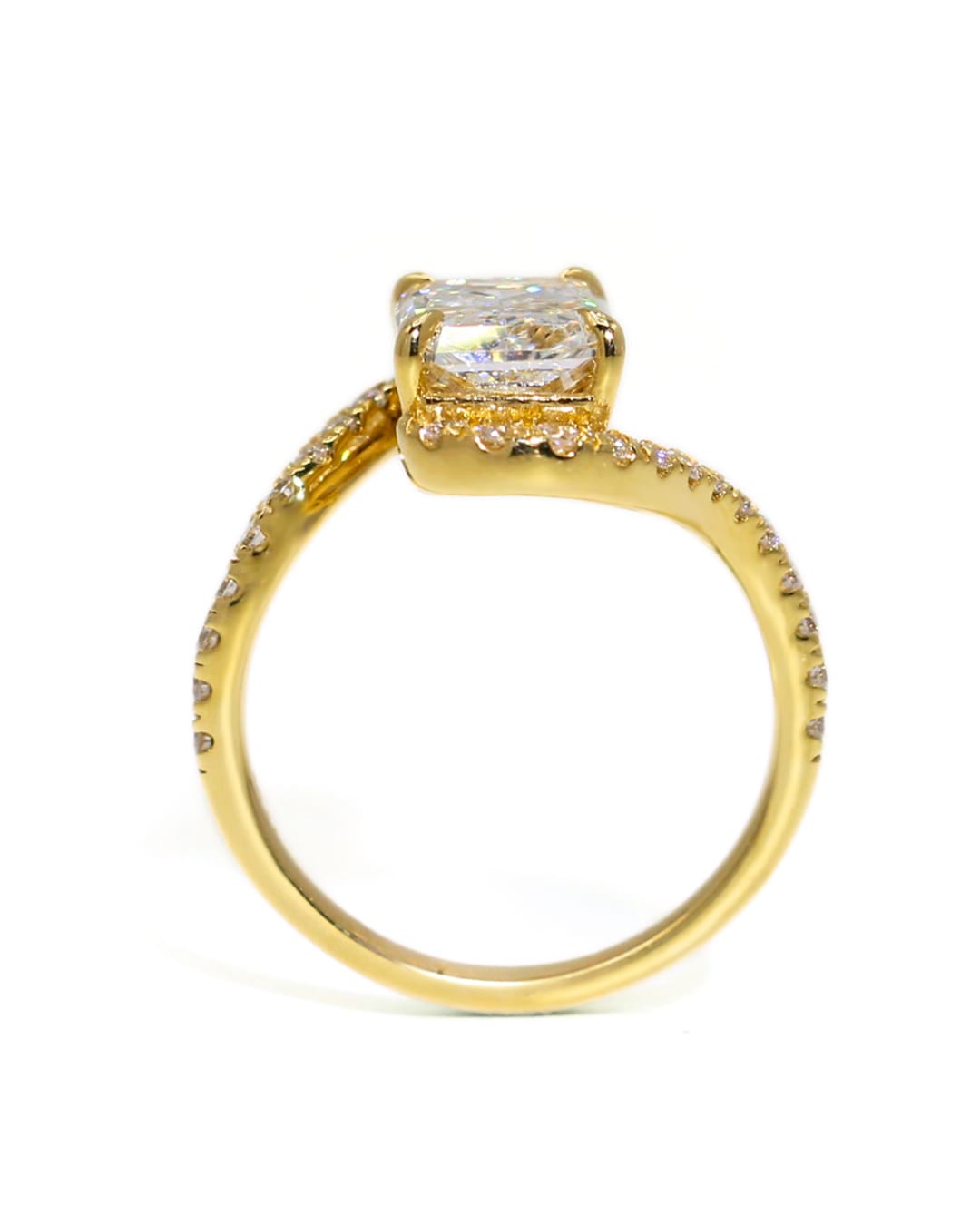 Capri Engagement Ring 3.86ctw lab Radiant ying yand style ring in 14ky