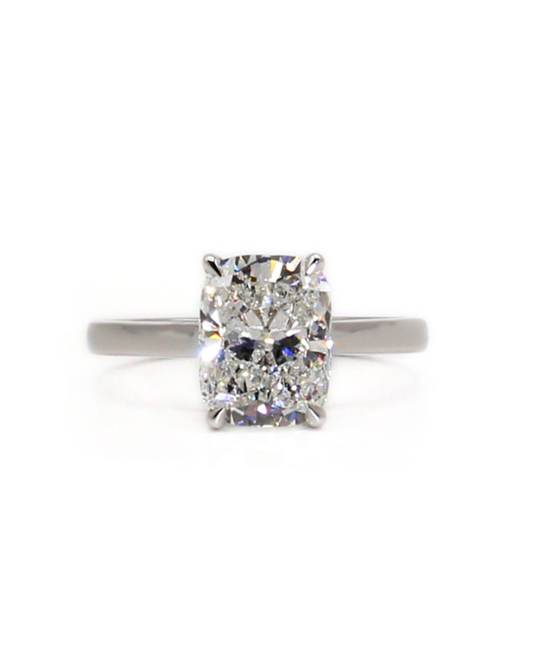 Capri Engagement Ring 3ct lab elongated cushion diamond in 14kw