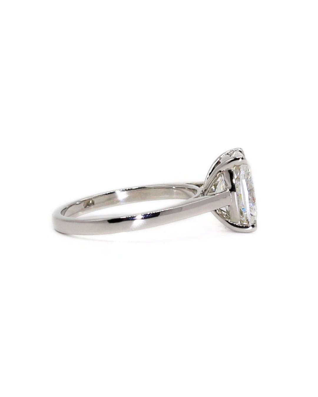 Capri Engagement Ring 3ct lab elongated cushion diamond in 14kw