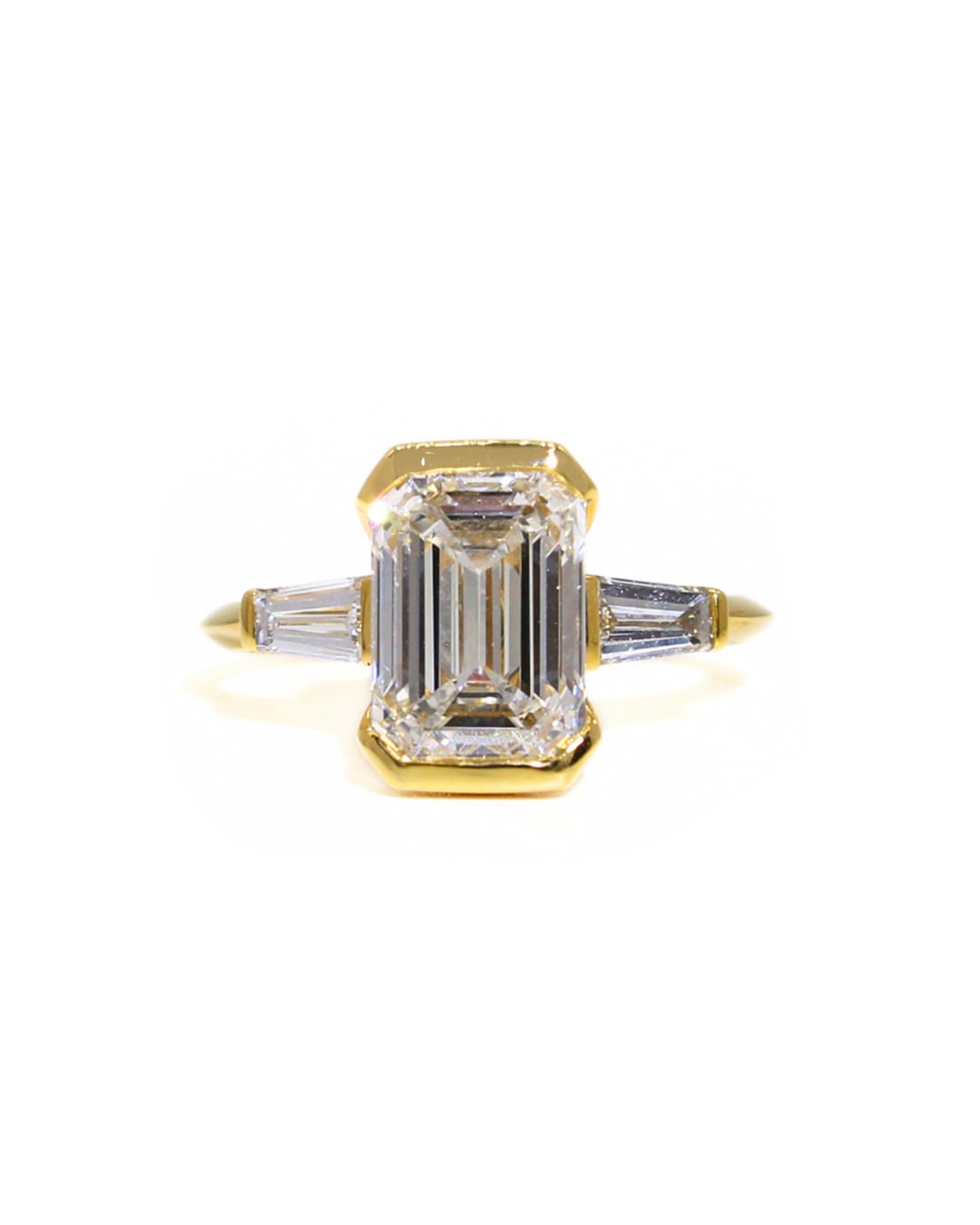 Capri Engagement Ring 4.03ctw lab diamond Emerald cut ring 14ky