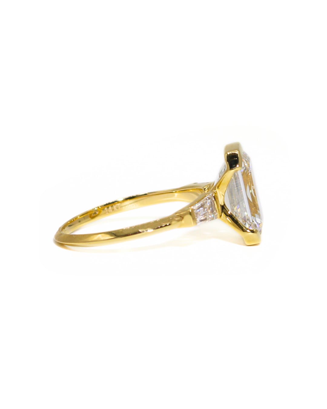 Capri Engagement Ring 4.03ctw lab diamond Emerald cut ring 14ky