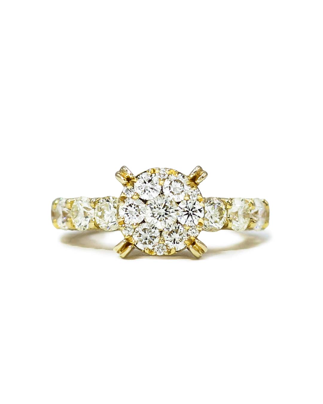 Capri Engagement Ring 4.05ctw diamond cluster yellow gold ring 10k