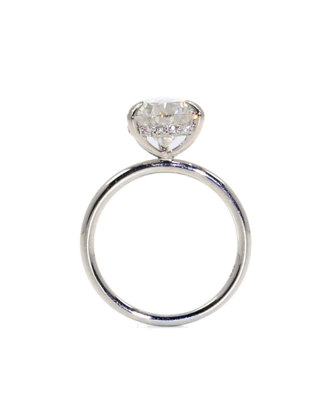 Capri Engagement Ring 4.07ct pear lab hidden halo solitatire ring 18kw