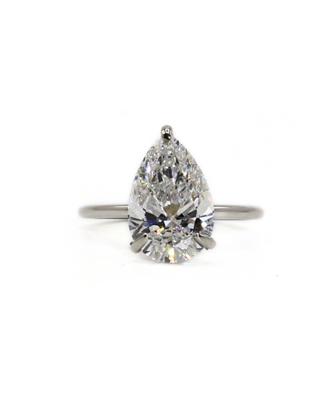 Capri Engagement Ring 4.07ct pear lab hidden halo solitatire ring 18kw