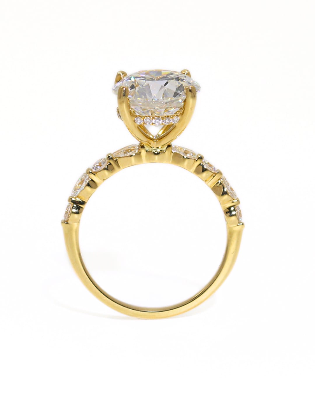 Capri Engagement Ring 4.25ctw round lab and natural diamond hidden halo ring 18ky