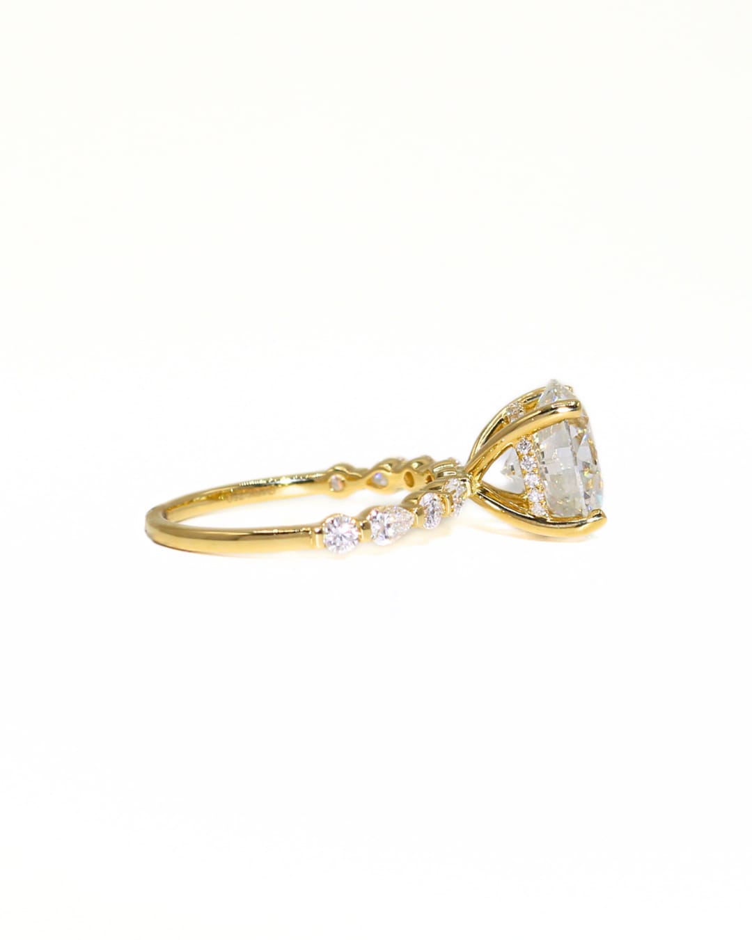 Capri Engagement Ring 4.25ctw round lab and natural diamond hidden halo ring 18ky