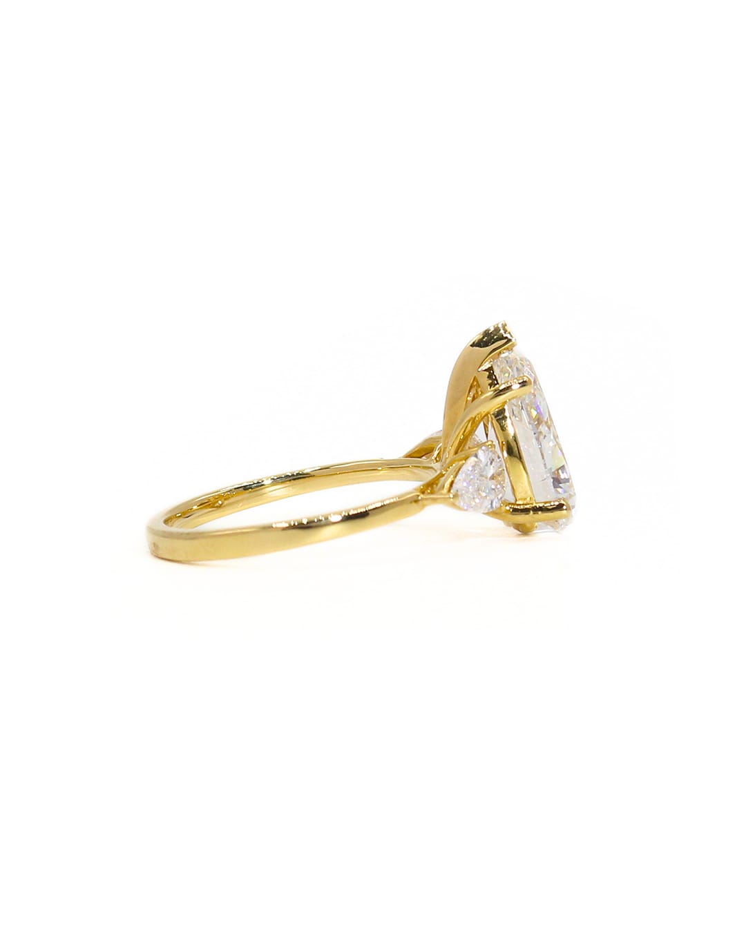 Capri Engagement Ring 4.32ctw lab diamonds three pear ring in yellow gold 14K