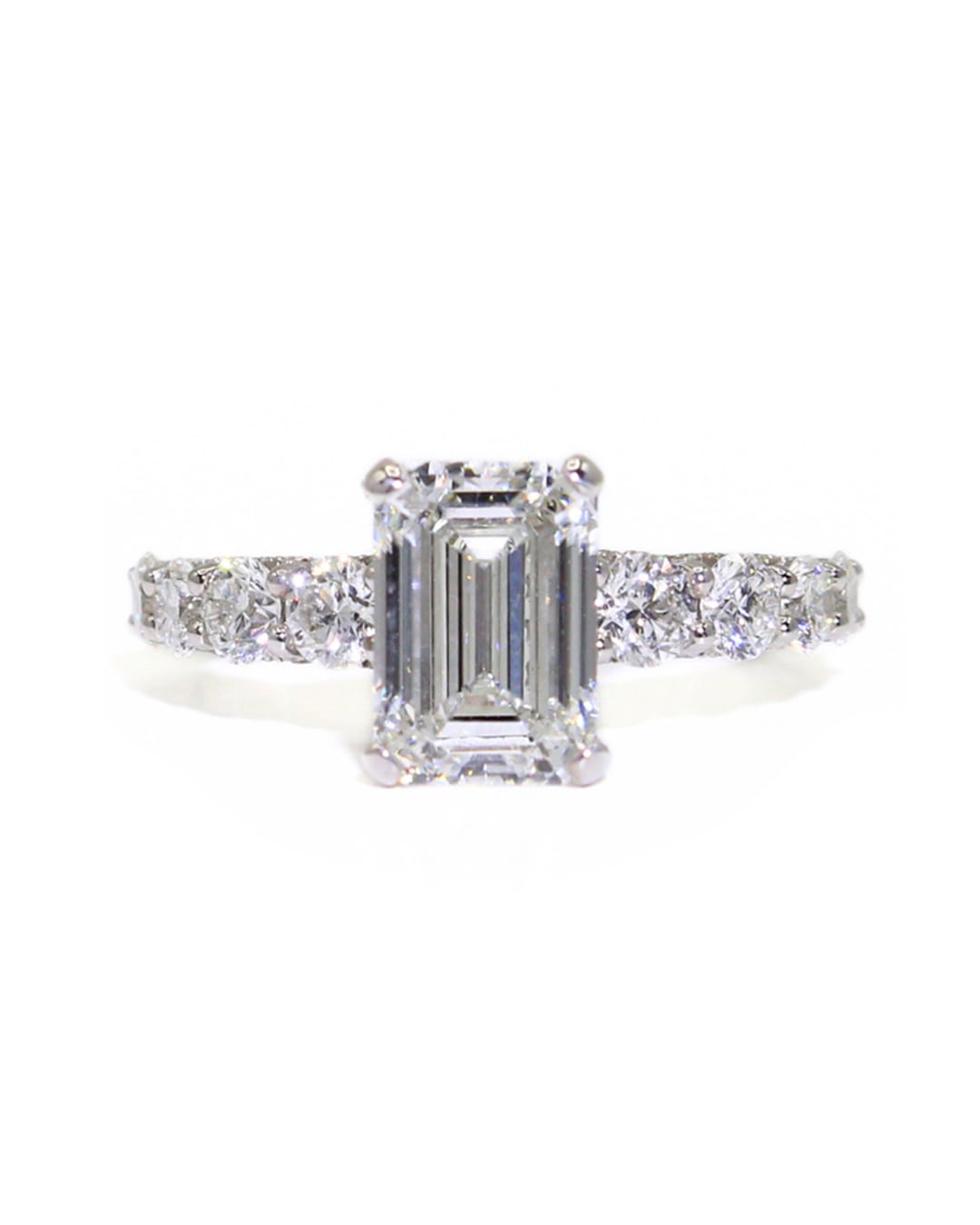 Capri Engagement Ring 4.51ctw emerald cut lab and natural diamond ring 18kw