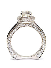 Capri Engagement Ring 4ctw round halo euro shank channel set diamond ring 14K