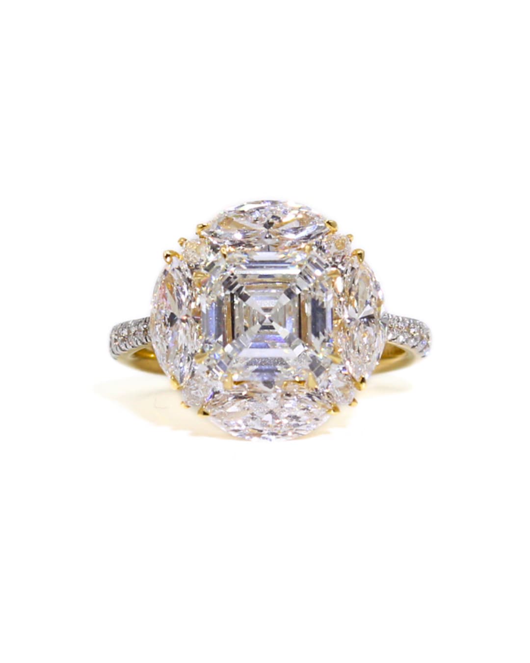 Capri Engagement Ring 5.63ctw lab emerald cluster ring 14ky