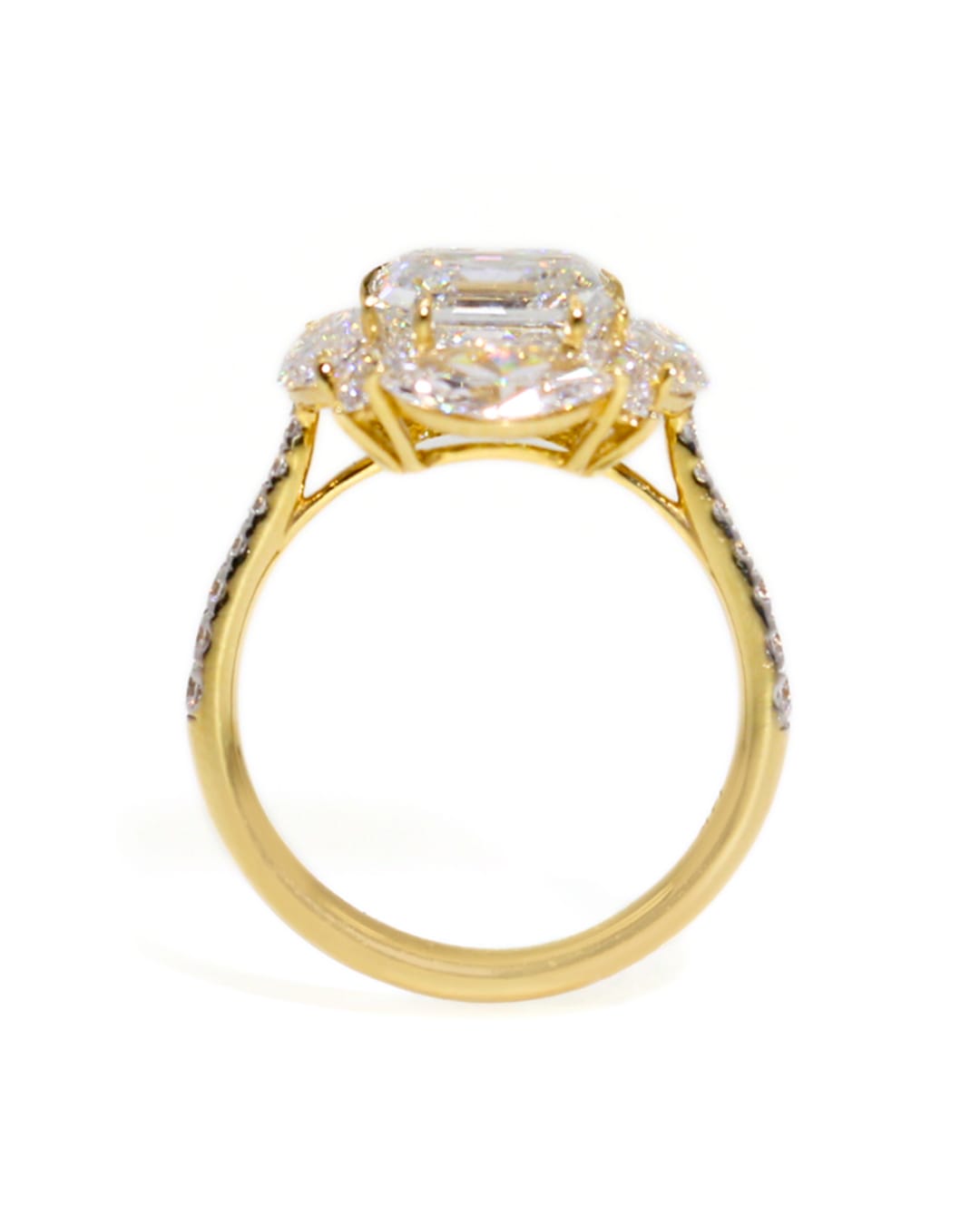 Capri Engagement Ring 5.63ctw lab emerald cluster ring 14ky