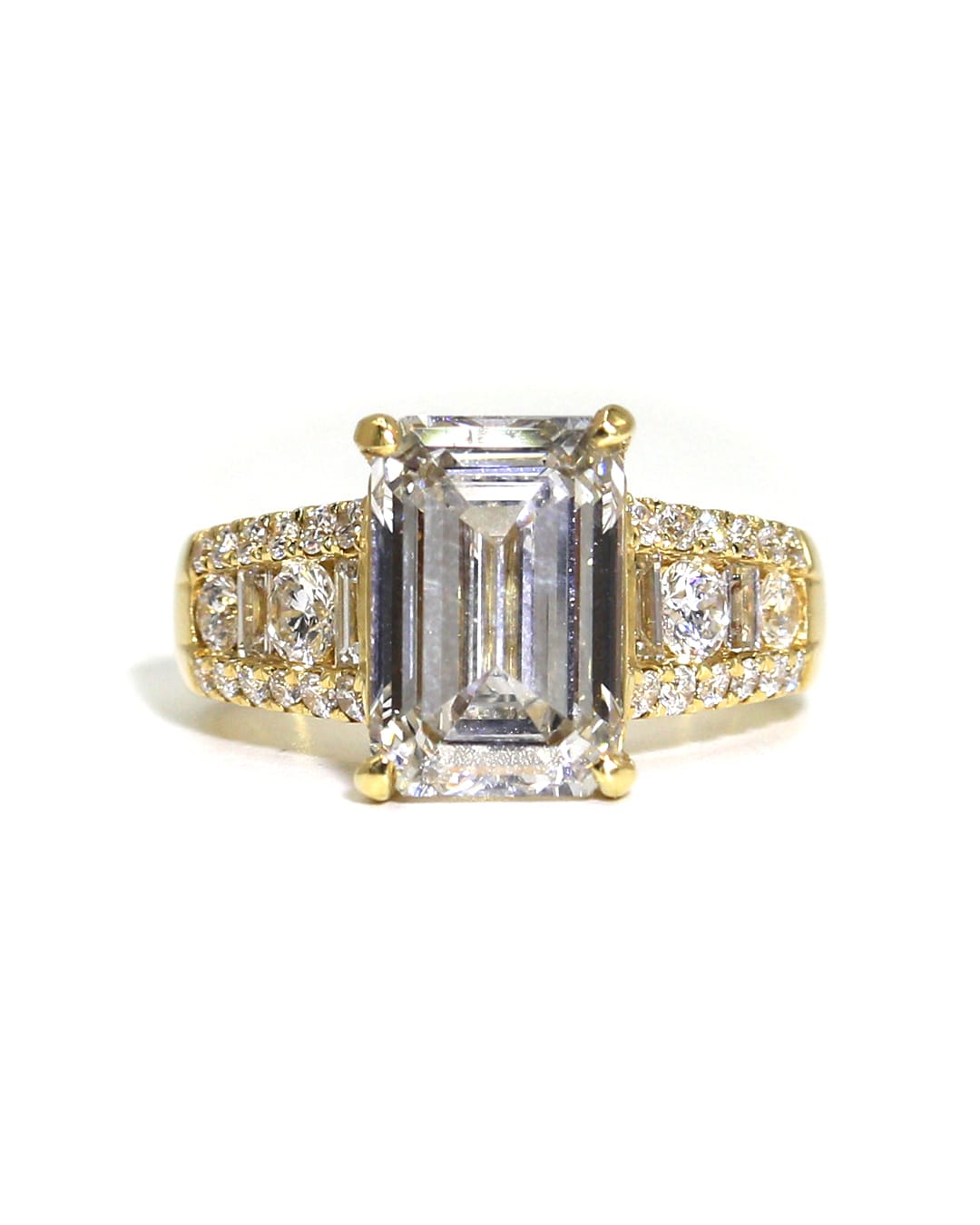 Capri Engagement Ring 5.73ctw emerald cut lab and natural diamond ring in 18ky