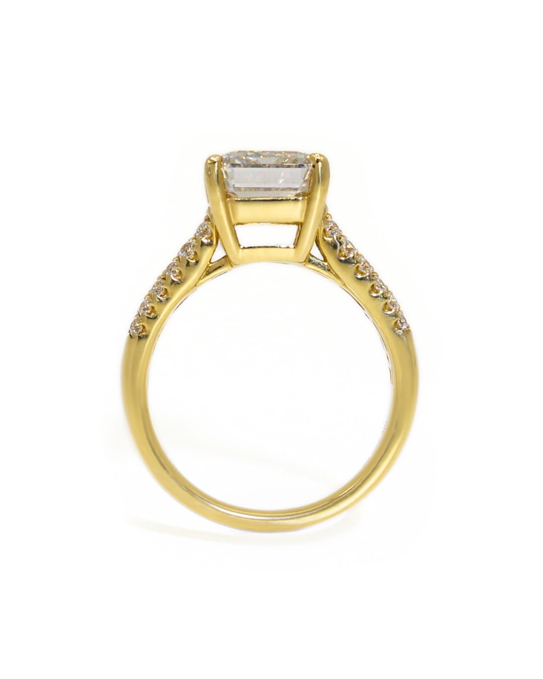 Capri Engagement Ring 5.73ctw emerald cut lab and natural diamond ring in 18ky