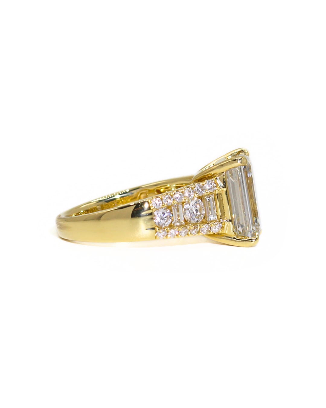 Capri Engagement Ring 5.73ctw emerald cut lab and natural diamond ring in 18ky