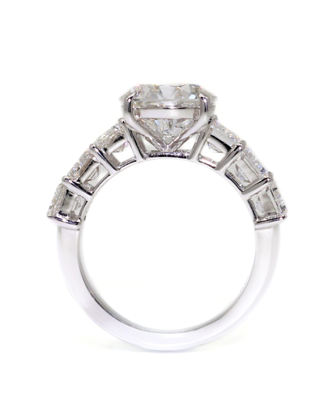 Capri Engagement Ring 7.47ctw lab round and emerald cut ring in 14kw