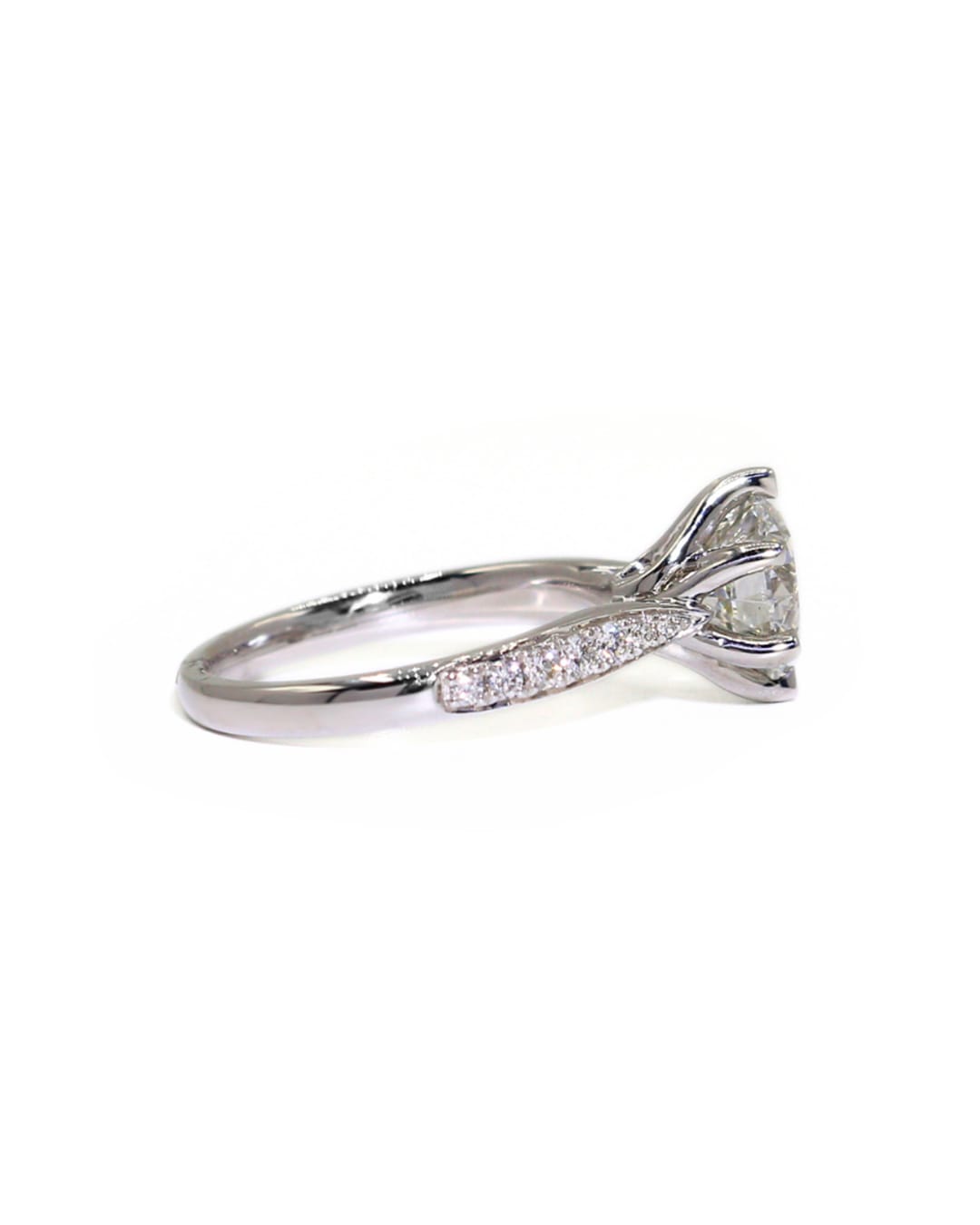 Capri Engagement Ring Lab 2.27ctw round with natural diamond floral style ring 18kw
