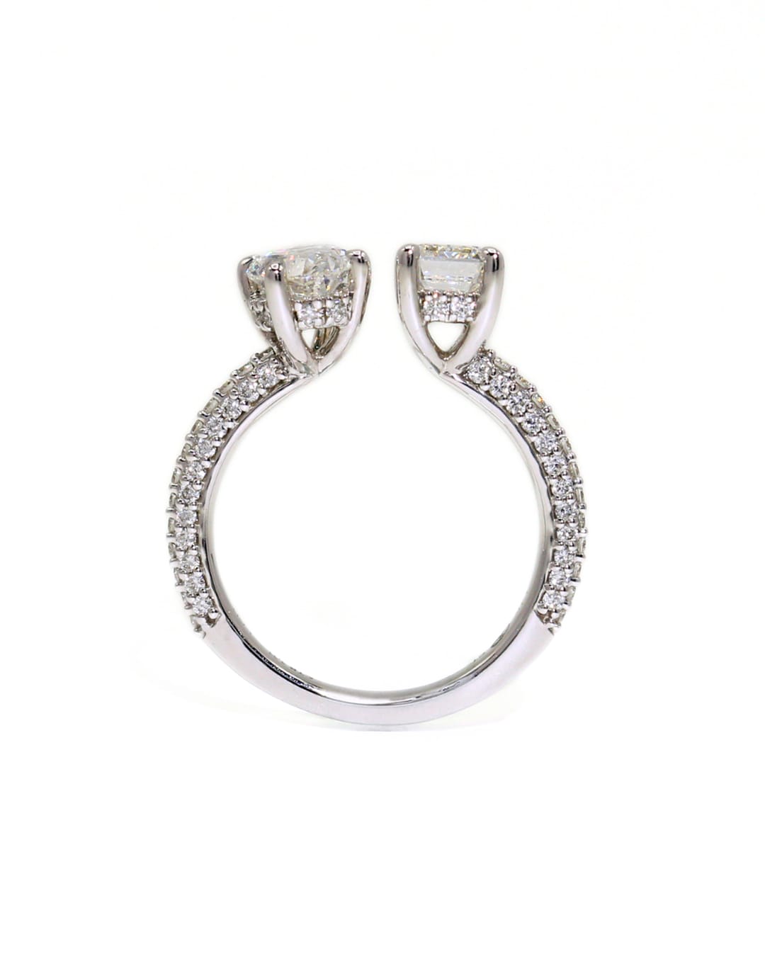 Capri Engagement Ring Lab 2.75ctw 2-stone open band ring 14kw
