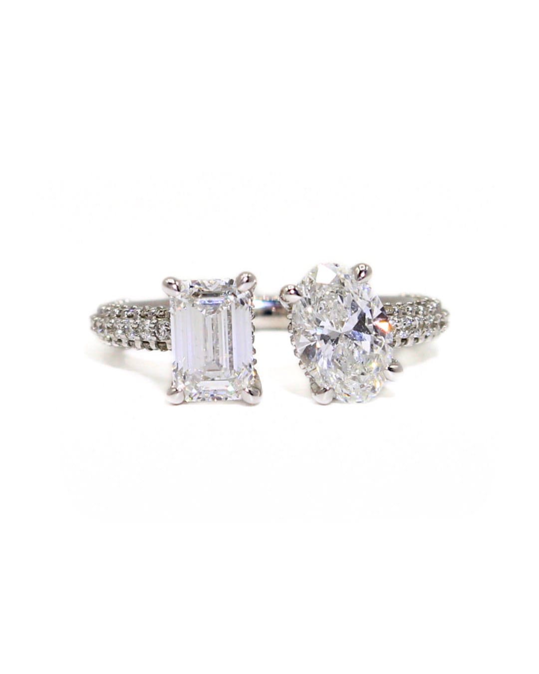 Capri Engagement Ring Lab 2.75ctw 2-stone open band ring 14kw