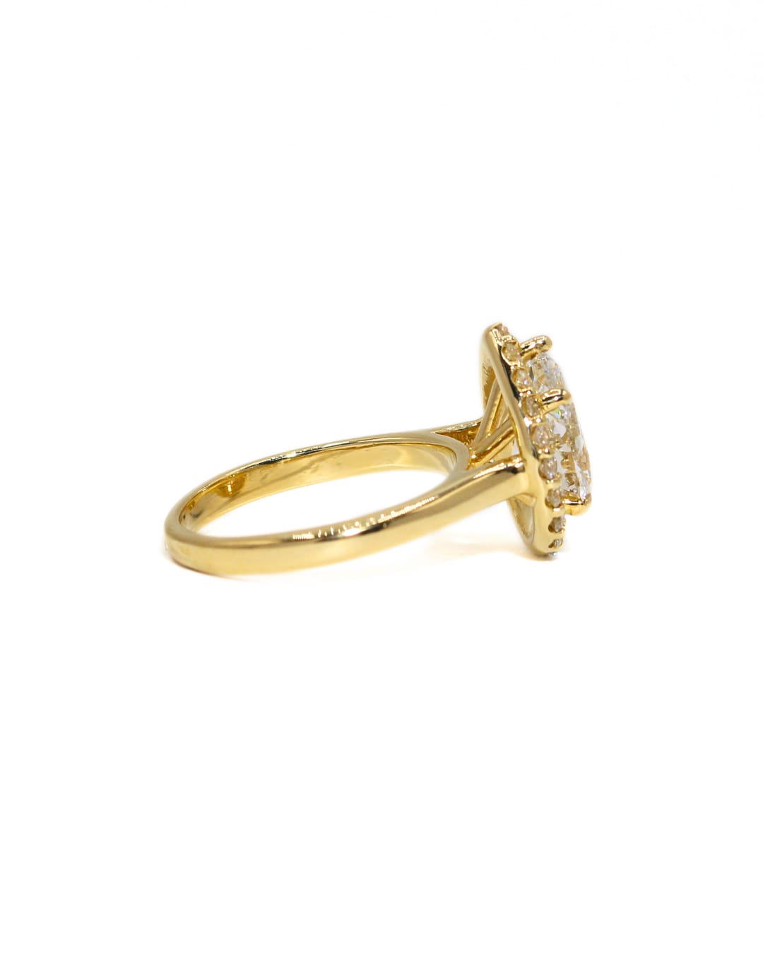 Capri Engagement Ring Lab and natural diamond Pear halo solitaire ring 14ky