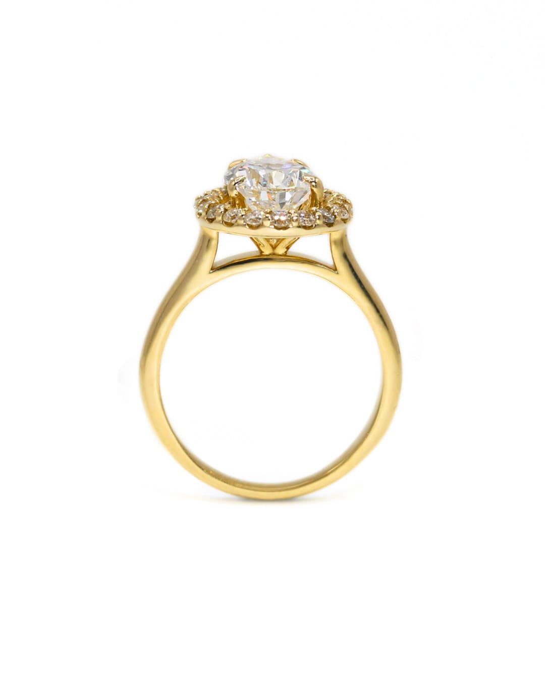 Capri Engagement Ring Lab and natural diamond Pear halo solitaire ring 14ky