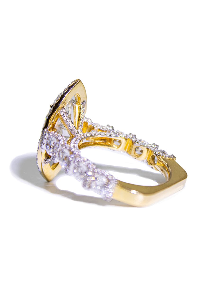 Capri Engagement Ring Marquise Lab diamond euro shank ring in 14k yellow