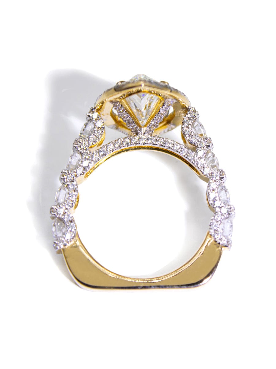 Capri Engagement Ring Marquise Lab diamond euro shank ring in 14k yellow