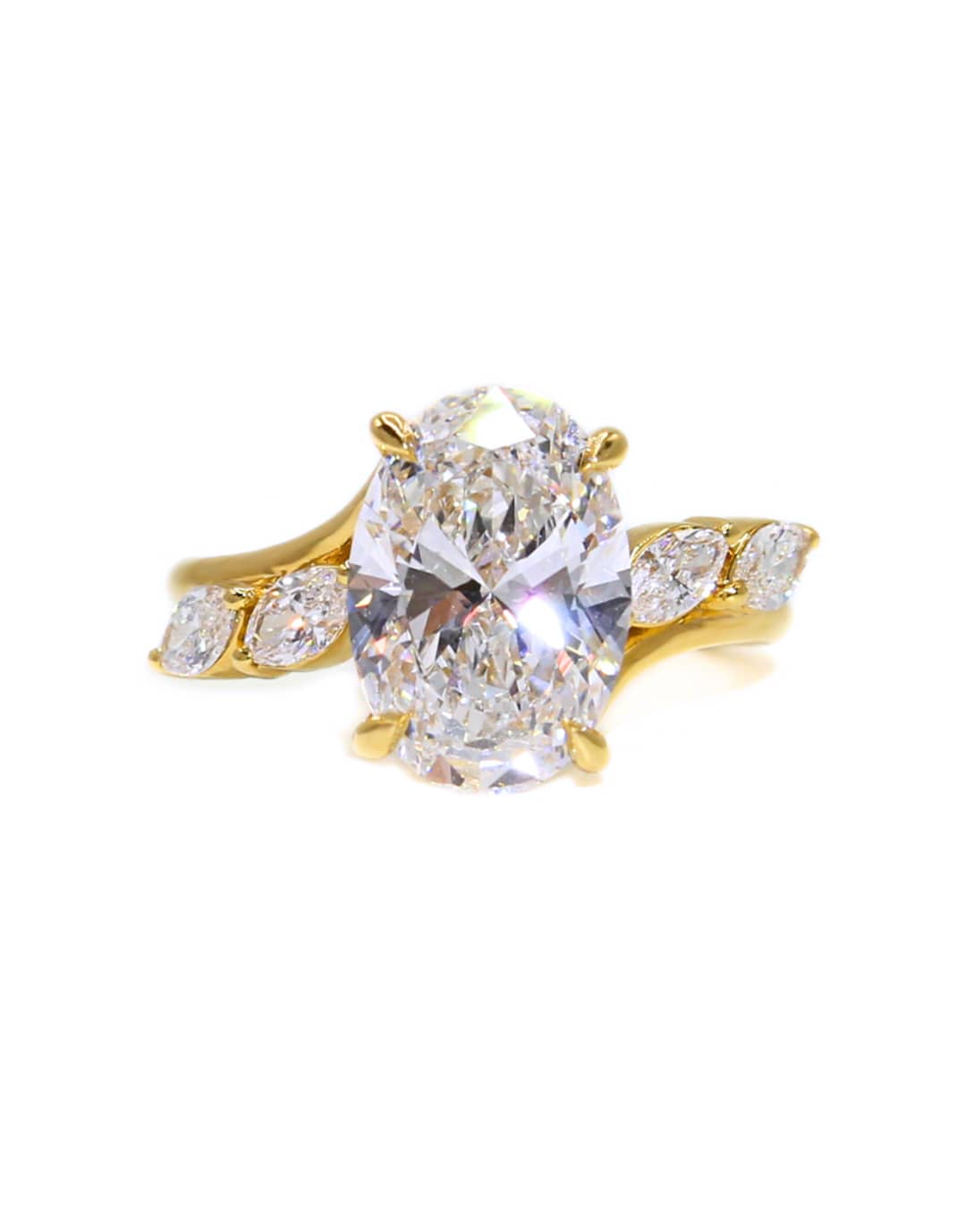Capri Engagement Ring Oval and Marquise 3.48ctw Lab diamond ring 14ky