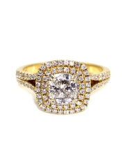 Capri Engagement Ring Round double halo split shank diamond engagement ring 18K