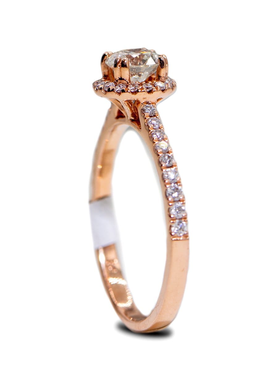 Capri Engagement Ring Round halo diamond Rose Gold engagement ring 14K