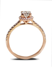Capri Engagement Ring Round halo diamond Rose Gold engagement ring 14K