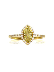Capri Engagement Ring Yellow Diamond Marquise Halo engagement ring 14K