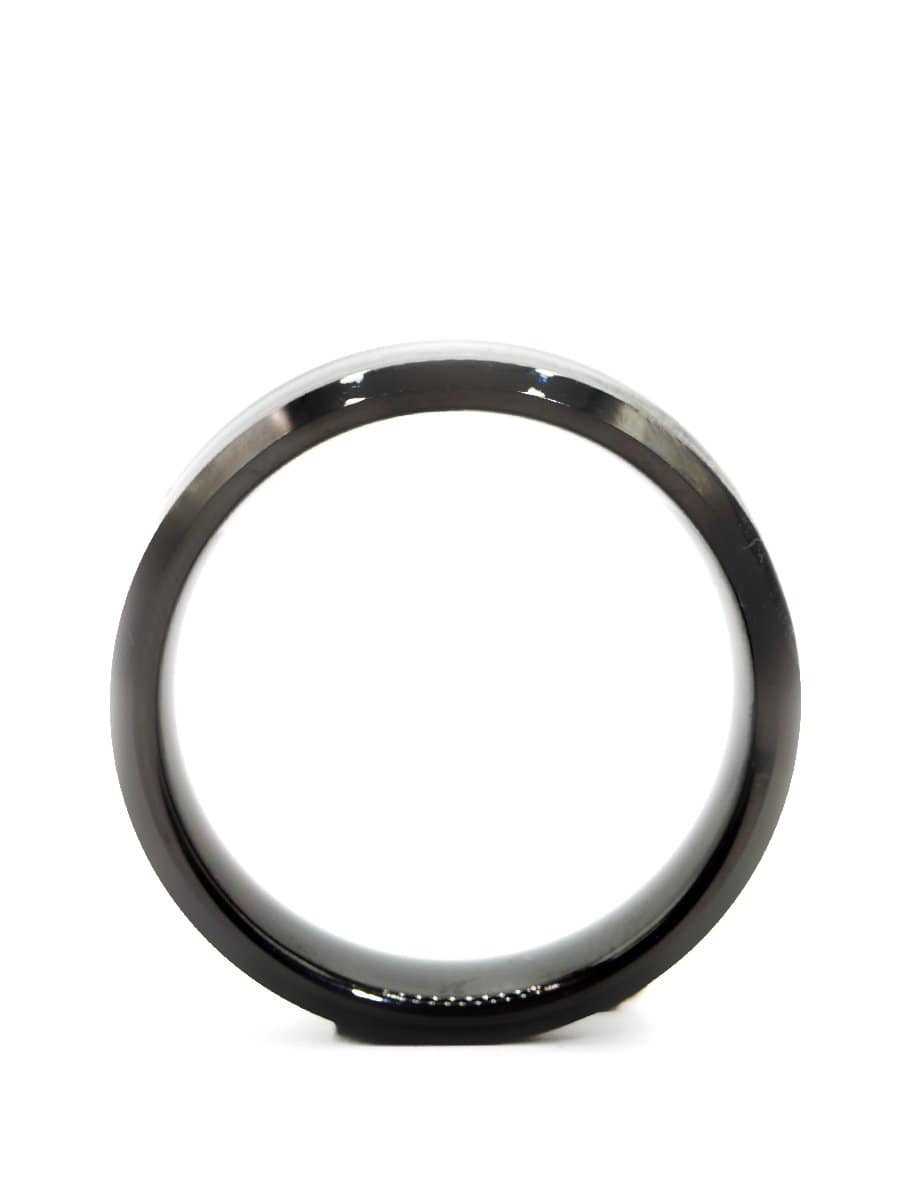 Capri Mens Band Black checkered beveled comfort fit tungsten carbide band